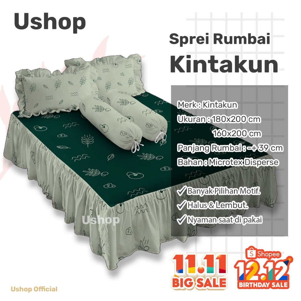 Kintakun Sprei Rumbai Bantal 4 180x200 / 160x200  P3 - Indira Bakula Raduga Jenggala Kusuma Puspa Ma