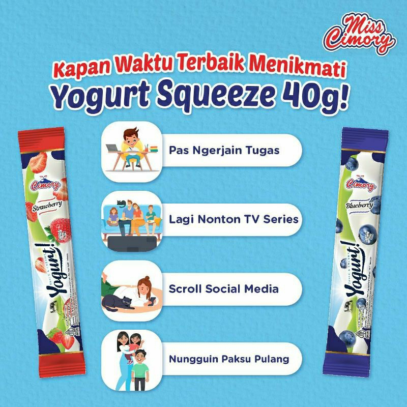 

Squeeze yogurt stik 40gram strawberry/blueberry/mangga/original