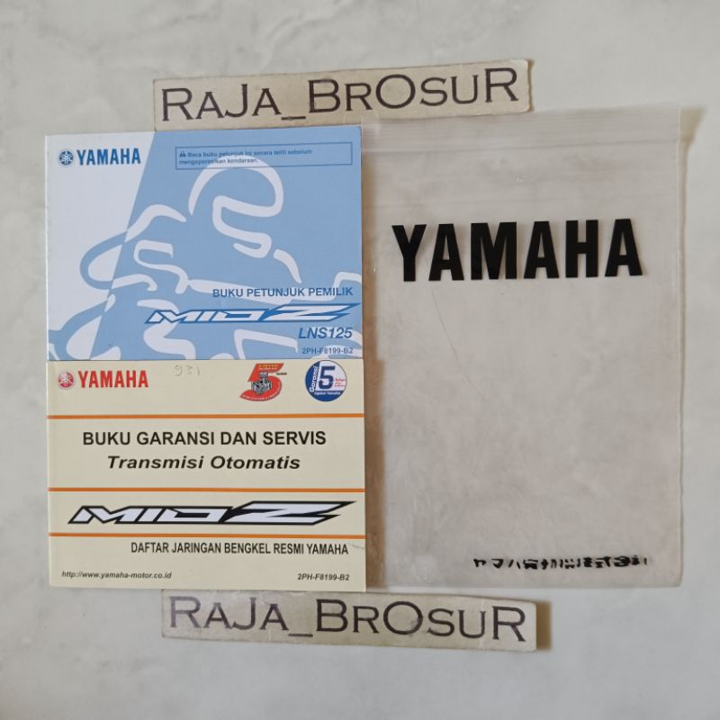 Buku petunjuk pemilik/Buku garansi dan servis transmisi otomatis/Manual book Yamaha Mio Z 125 2PH 20
