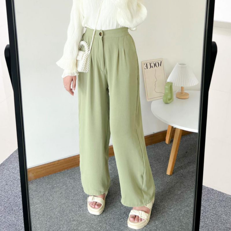 (COD) KULOT WANITA TERBARU // KULOT PUTIH HITAM CRINKLE TEBAL MURAH PREMIUM // LOWI KULOT SLETING DE