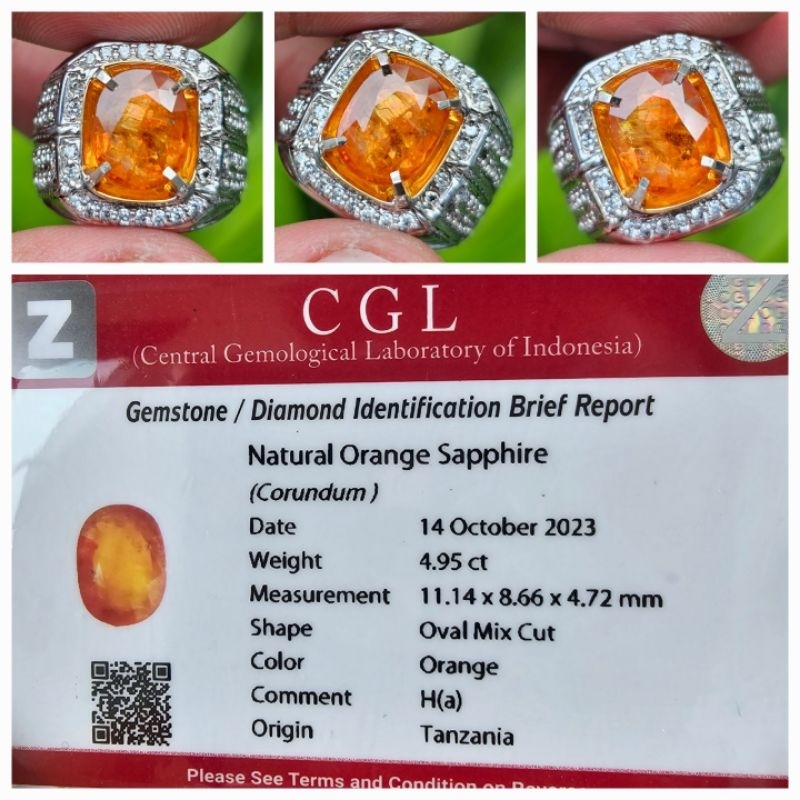 Natural Orange Sapphire Tanzania Memo 4.95 crt