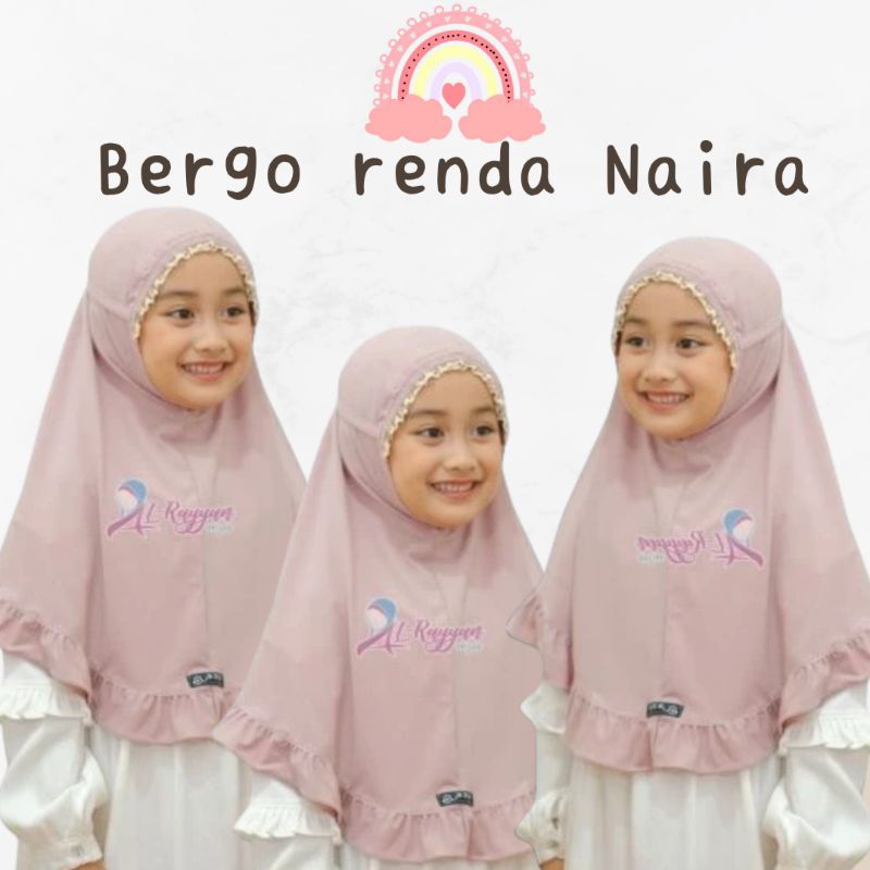 Bergo Naira Renda Jilbab Anak Tanggung Hijab Anak Tanggung Bahan Jersey Tebal Premium