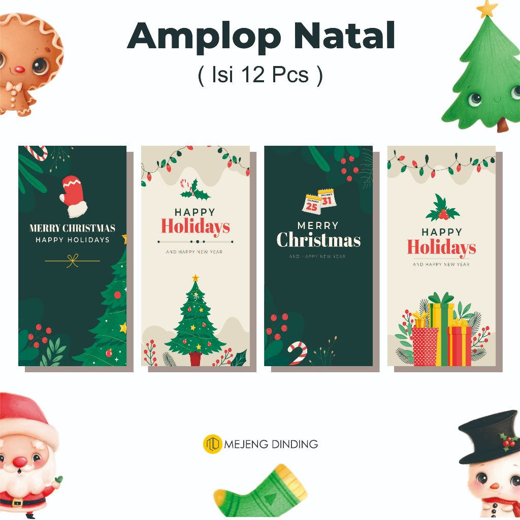 

(ISI 12 PCS) Amplop Natal / Amplop Natal Aesthetic / Angpao Natal / Ampau Natal / Merry Christmas / Amplop Natal Lembaran / Christmas Xmas Santa Claus Sinterklas / Angpao Natal Angpau Merry Christmas Hongbao Amplop Natal Ukuran Panjang 3