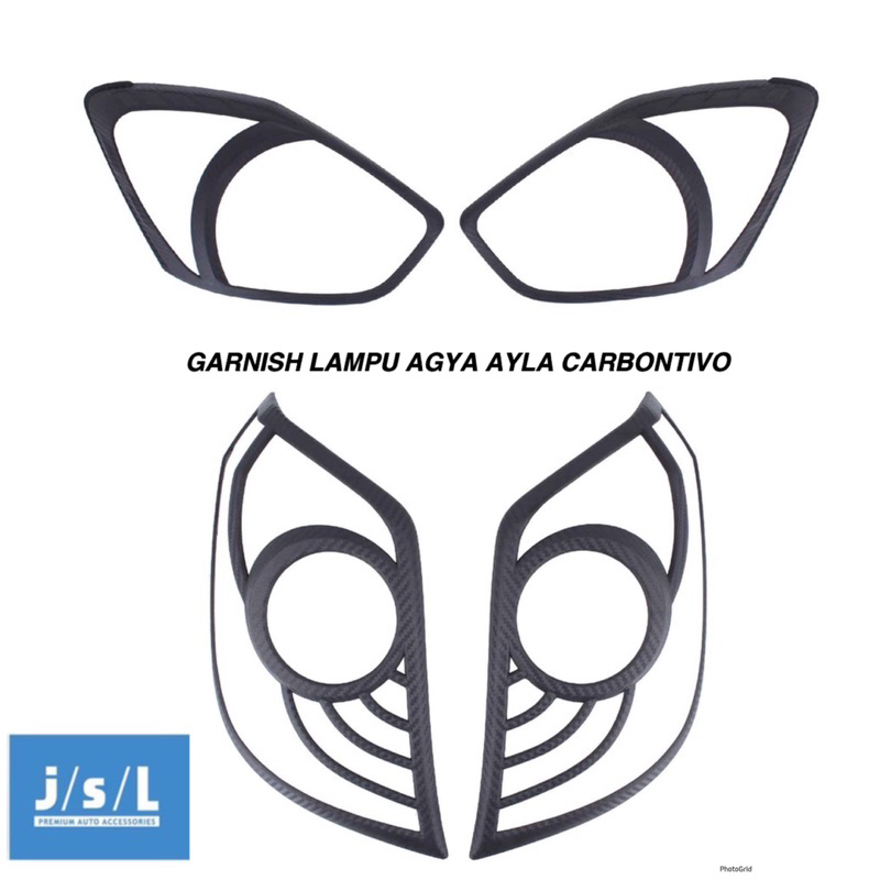 AGYA AYLA 2012 2014 2016 PAKET GARNISH LAMPU DEPAN BELAKANG COVER LIST LAMPU MOBIL CARBON KARBON DOP