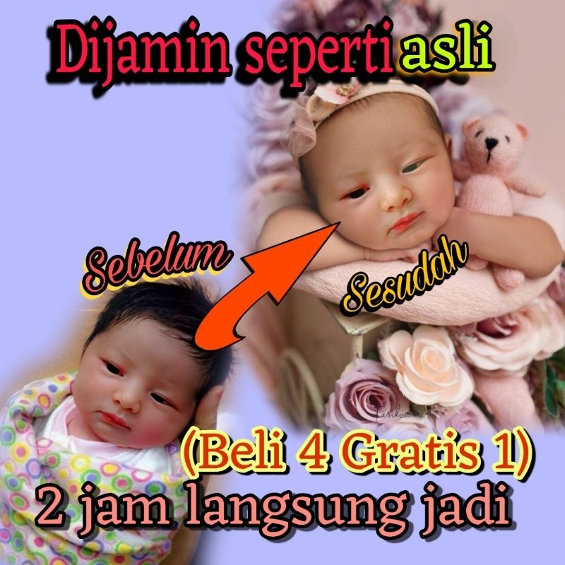 BELI 4 ( GRATIS 1 ) HASIL BAGUS  TIDAK SEPERTI EDITAN. EDITING FOTO BAYI BARU LAHIR