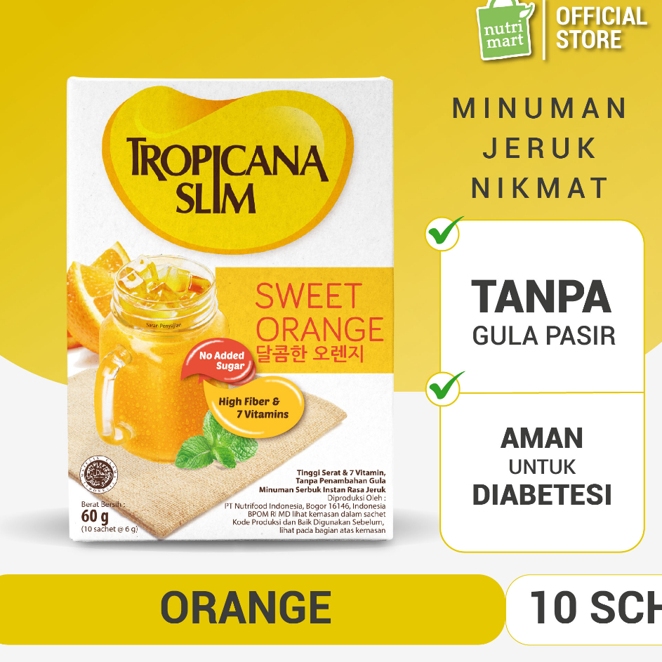 

ZBTJ7927 TERBARU Tropicana Slim Sweet Orange (Sugar Free) 10 sachet - Minuman Jeruk Bantu Batasi Gula