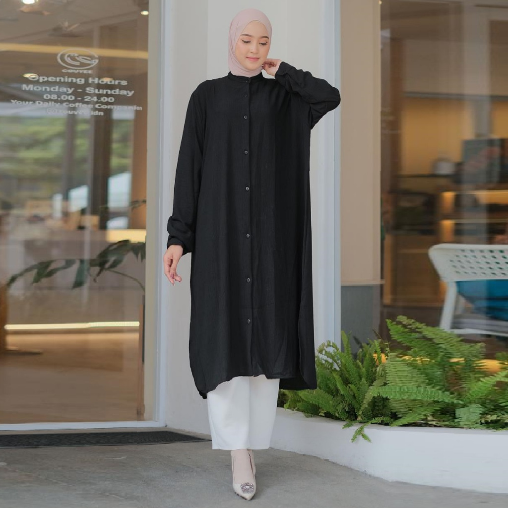 NOLLY LONG TUNIC JUMBO TEKSTUR ADEM FIT LD 125 PREMIUM XXL-XXXL cRINKLE cEY aIRFLOW