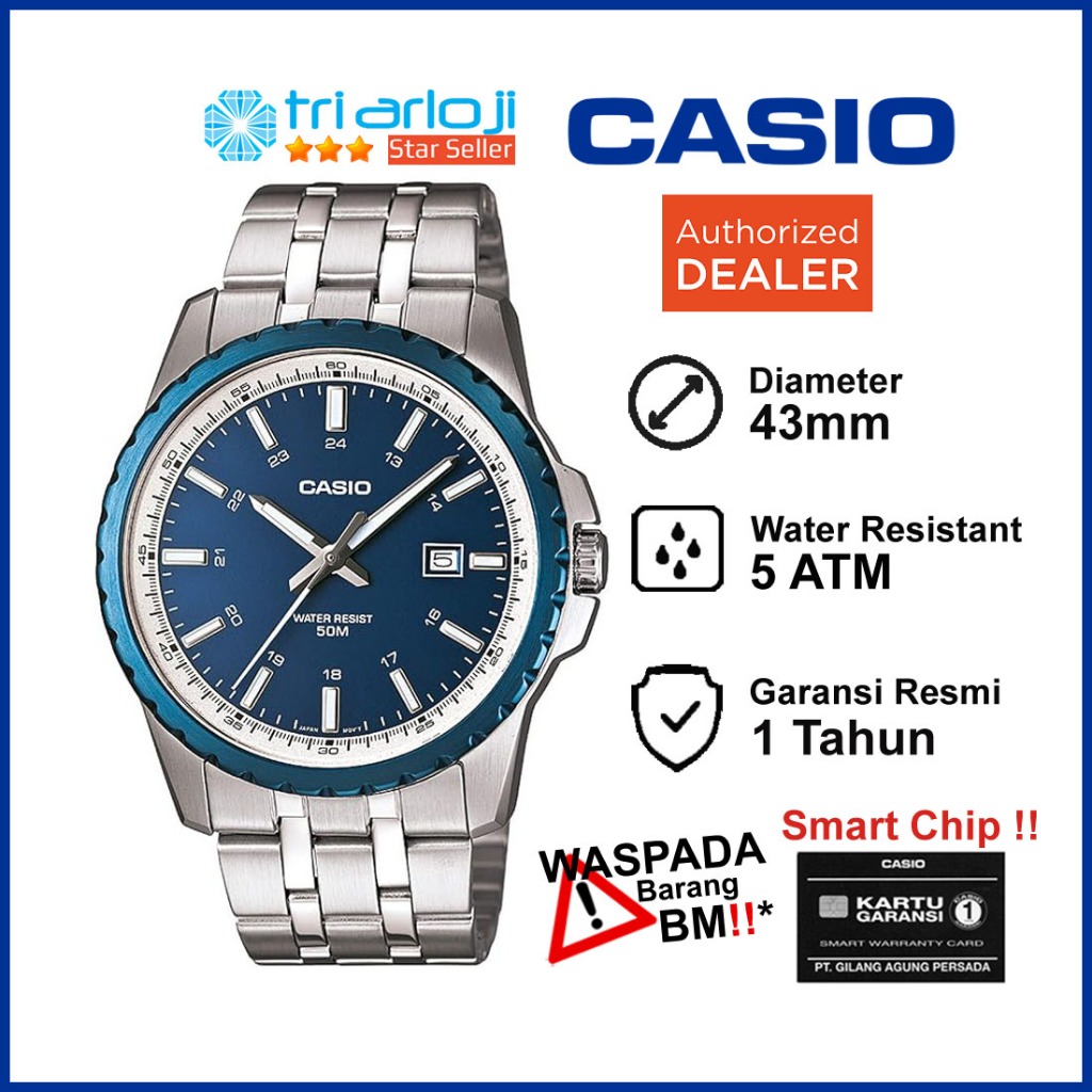 CASIO MTP-1328D-2AVDF Jam Tangan Pria Analog Stainless Steel MTP-1328D-2A MTP1328D