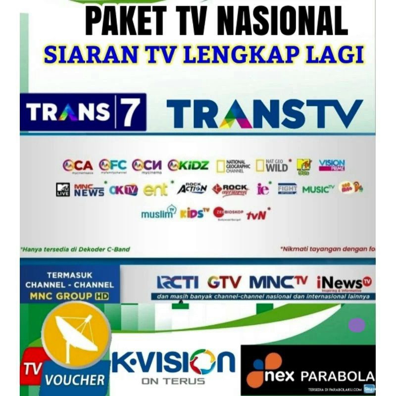 Paket MNC grup Nex parabola siaran tv nasional