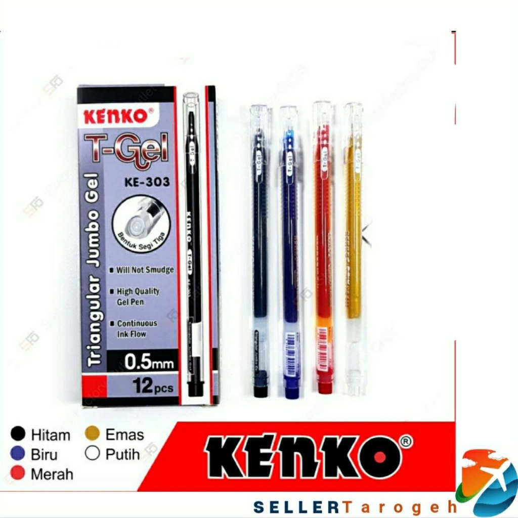 

12 Pcs Pen Kenko T- Gel KE -303 0, 5 mm - Merah