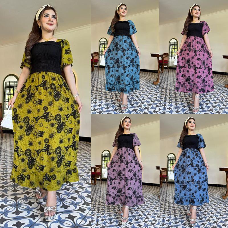 Daster Dress Homedress Home Dress Kerut Dada Smok Sexy Sexi Rayon Adem Murah Kekinian Motif Terbaru 