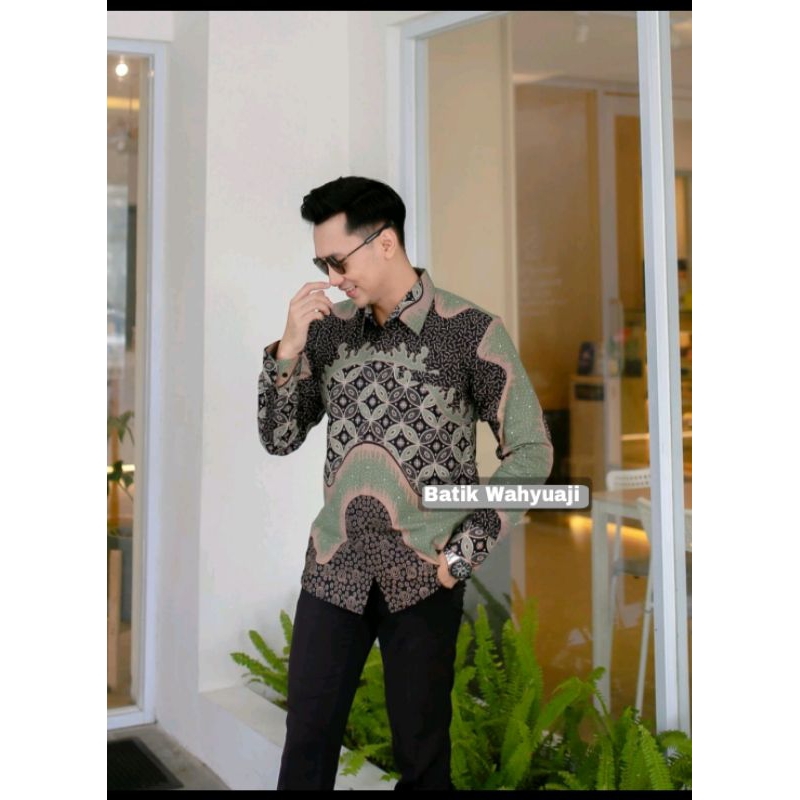 SAGE GREEN Batik pria premium lapis furing
