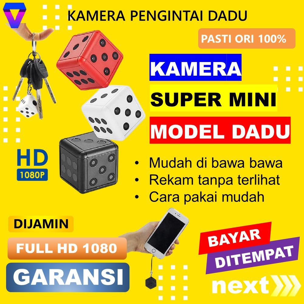 KAMERA KECIL TERSEMBUNYI CAMERA CCTV MINI HD PENGINTAI SPY CAM HIDDEN CAMERA MODEL DADU KUNCI JS57