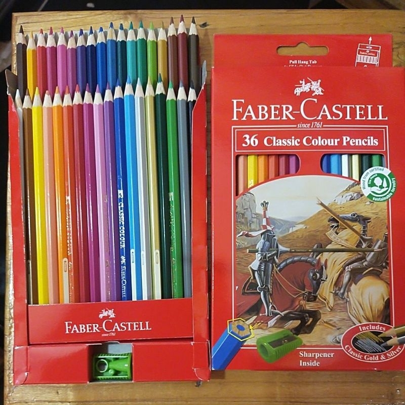 

PENSIL WARNA FABER CASTELL 36 WARNA PANJANG+ Rautan di dalam kotak