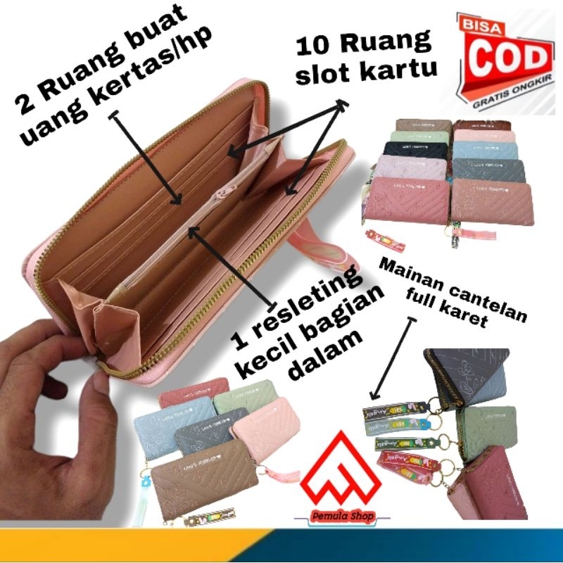 Dompet wanita impor Dompet panjang motif baru 1 resleting dan motif baru Dompet tipis