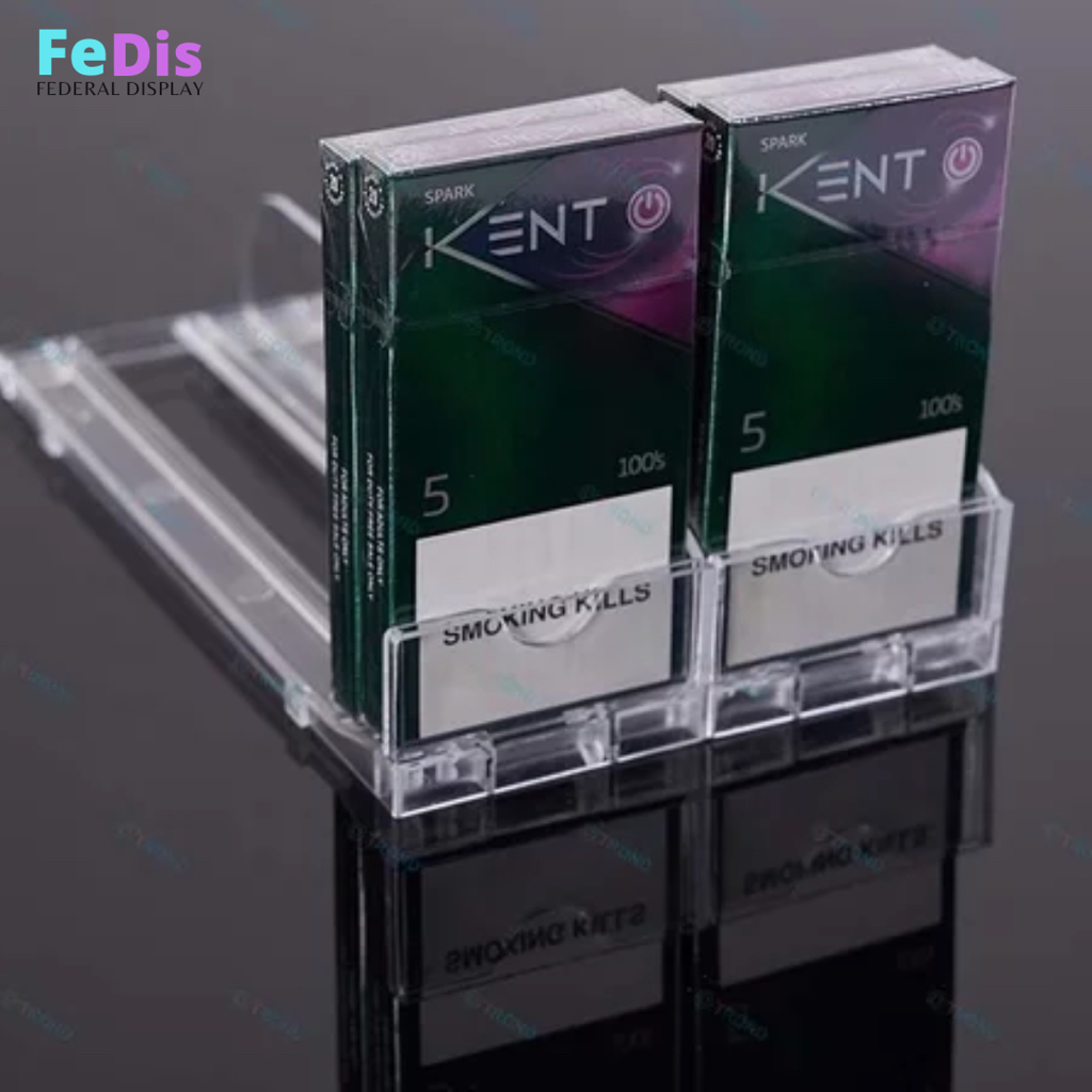 PUSHER DISPLAY ACRYLIC ROKOK TEMPAT DISPLAY ROKOK OTOMATIS RAK DISPLAY ROKOK BAHAN ACRYLIC