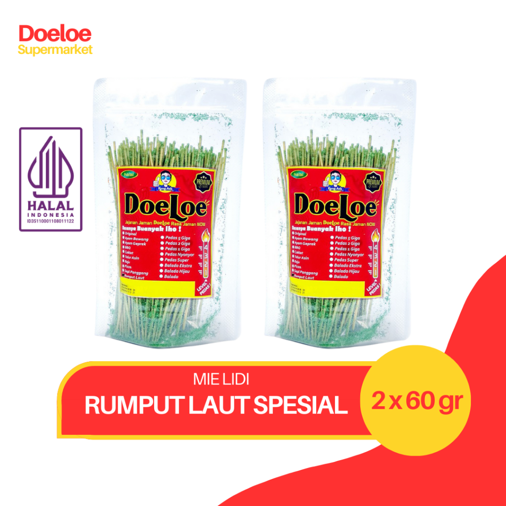 

Doeloe Mie Lidi Rasa Rumput Laut Spesial Pouch Snack Kang Ask 60gr x 2 Pcs