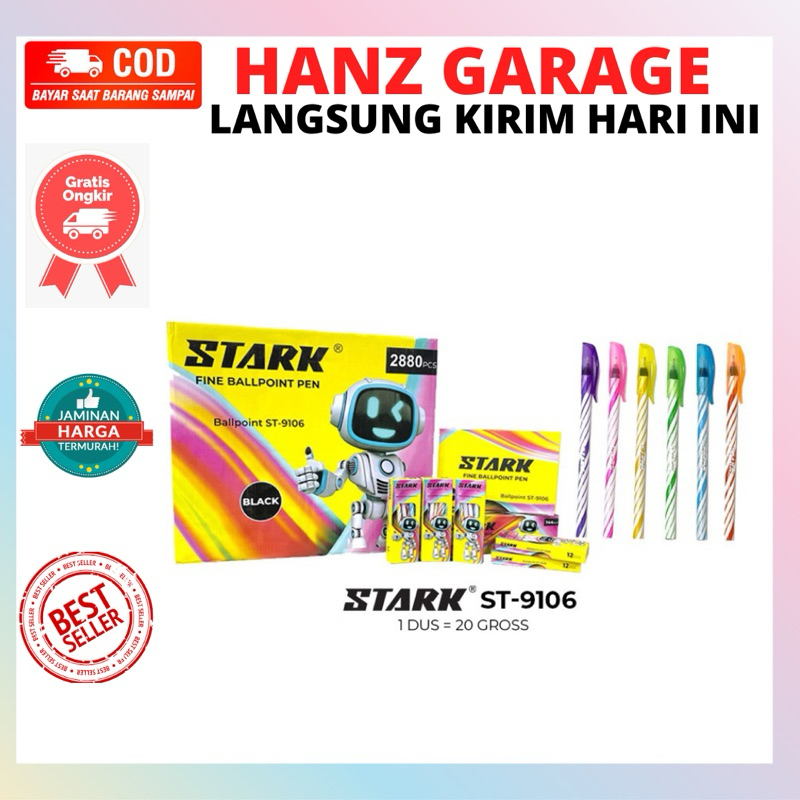 

1 psc pulpen hitam Stark lebih licin lancar rainbow bolpoin pen pena