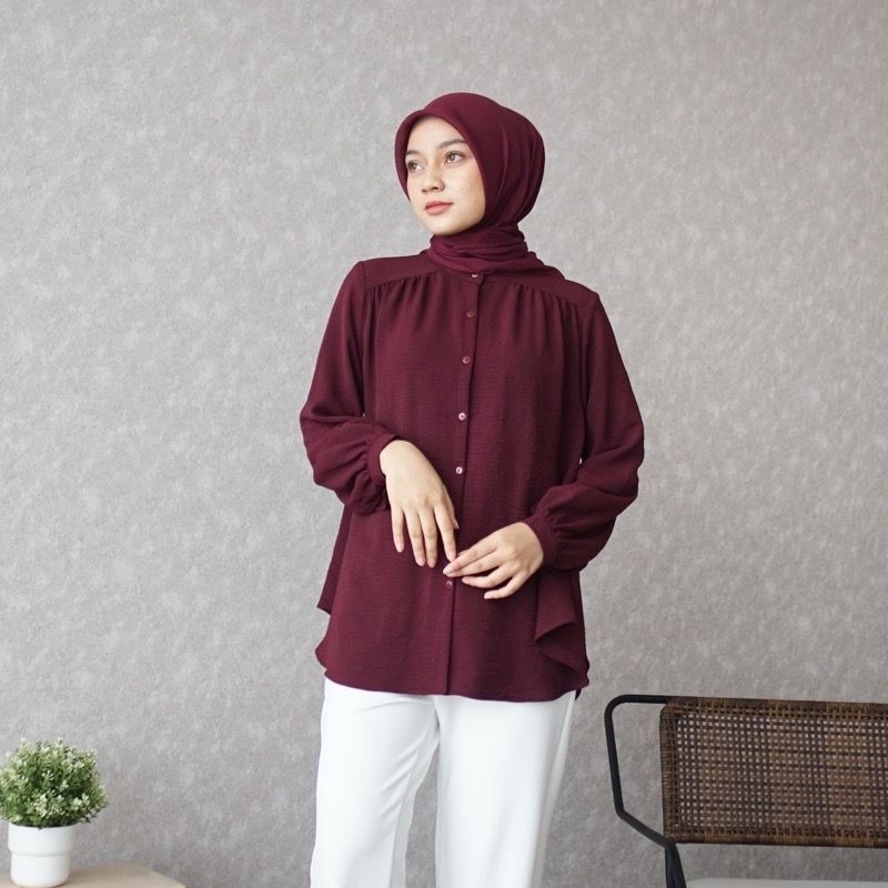 ALINA BLOUSE CRINKLE LD 120 / SANGHAI BLOUSE Wanita Muslimah Rayon Crincle By Mumu Fashion Solo