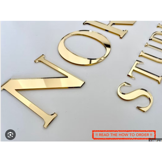 HURUF akrilik Mirror Gold, Silver, Rose 2mm