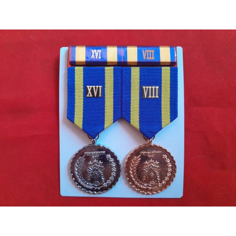 SATYA LENCANA PDH DAN PDU POLRI (16 + 8 TAHUN) 1 SET 2 PITA 2 MEDALI