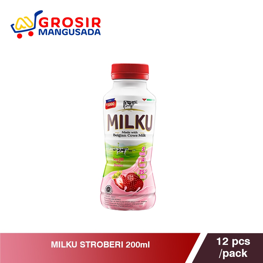 

Milku Rasa Stroberi 200ml Susu UHT Harga Grosir 6 Pcs