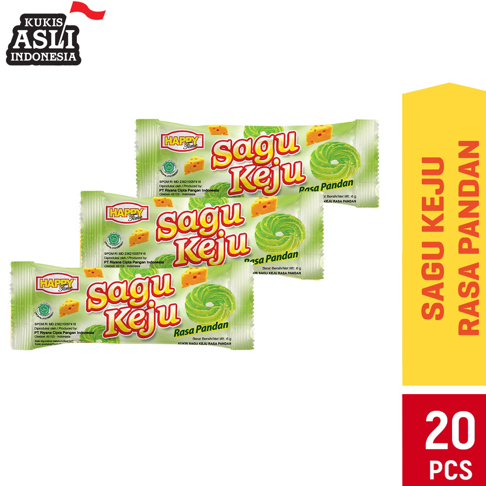 

⚡Cuci gudang⭐ Happy Time Sagu Keju Pandan (Isi 20 Pcs)