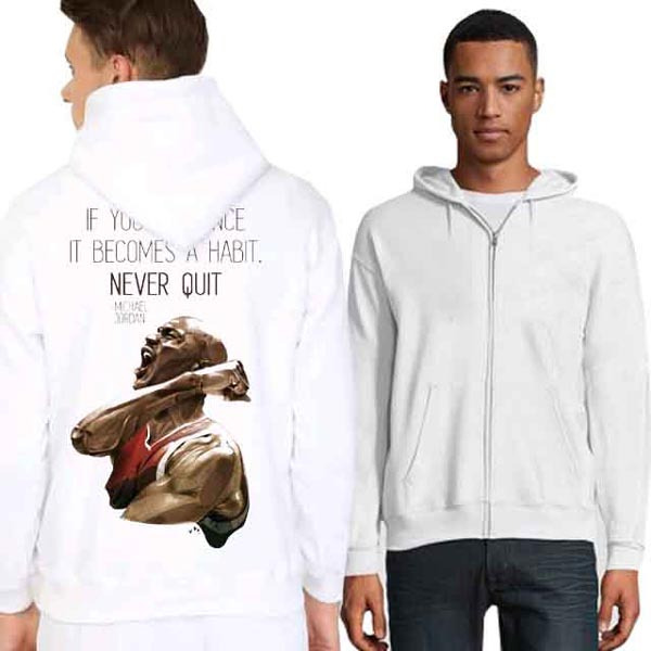 Michael Jordan Quotes Hoodie Bahan Cotton Fleece | Pullover & Zipper Hoodie White