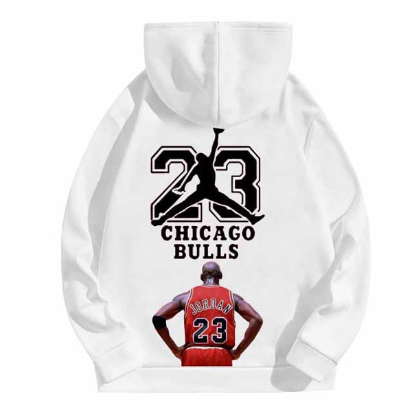 Michael Jordan Chicago Bulls Hoodie Bahan Cotton Fleece | Pullover & Zipper Hoodie White