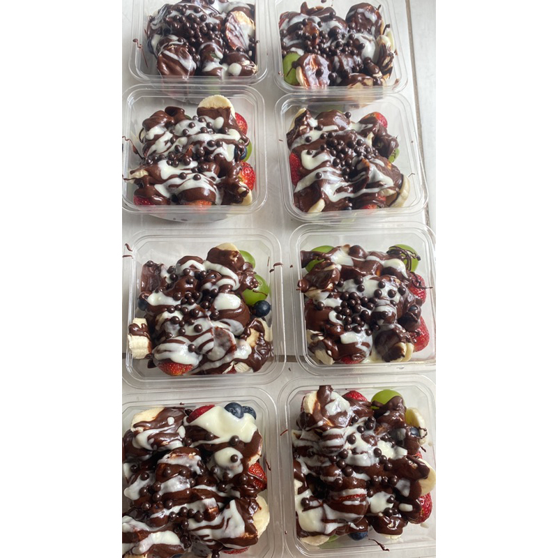 

salad buah coklat virall fruit chocotail byziaah