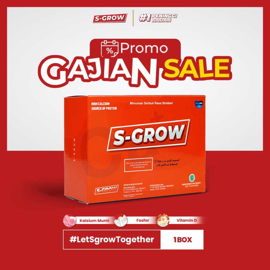 

S-GROW 1 BOX Ready Pekanbaru - Minuman Peninggi Badan Terbaik - usia 15 - 35 tahun