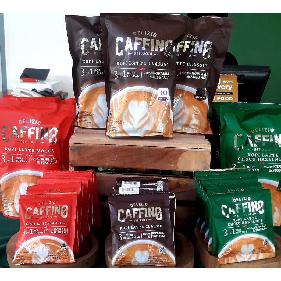 

Promo [1 POUCH isi 10 Sachet] Caffino Kopi Latte Coffee Instant 20gr Cafino Late Classic 10 Saset 20g Bubuk Kopi Instan Choco Hazelnut 20 g 10 Sachets Mocca Moccacino 20 gr Kopi Susu Premium 30 gram Caffino Bold Ready