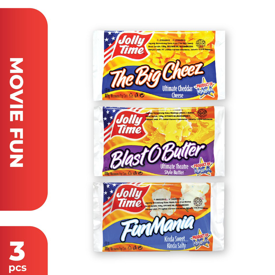 

Sale Jolly Time - Paket Movie Fun (1BOB, 1FM, 1TBC) - Mircowave Popcorn