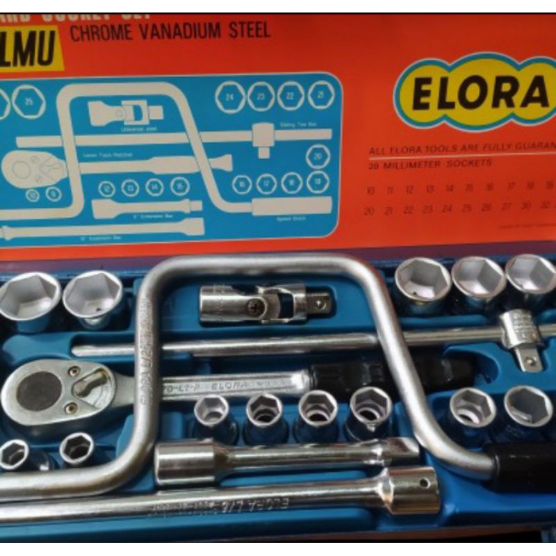 Kunci shock ELORA 1/2 inch Socket wrench set 26 pcs made in germany
