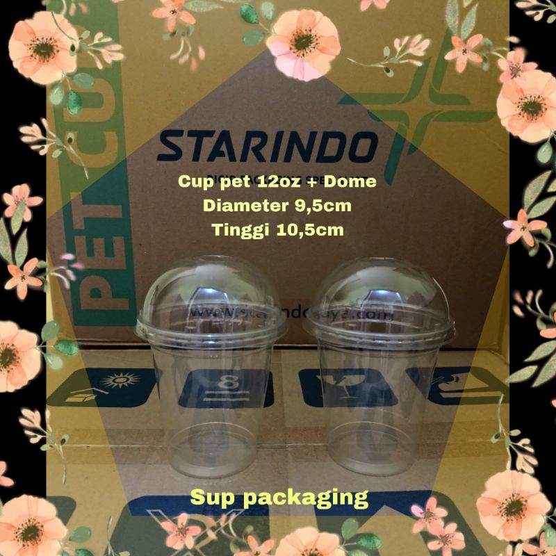 Cup pet 12oz Lid Dome STARINDO / gelas plastik pet 12oz * tutup cembung