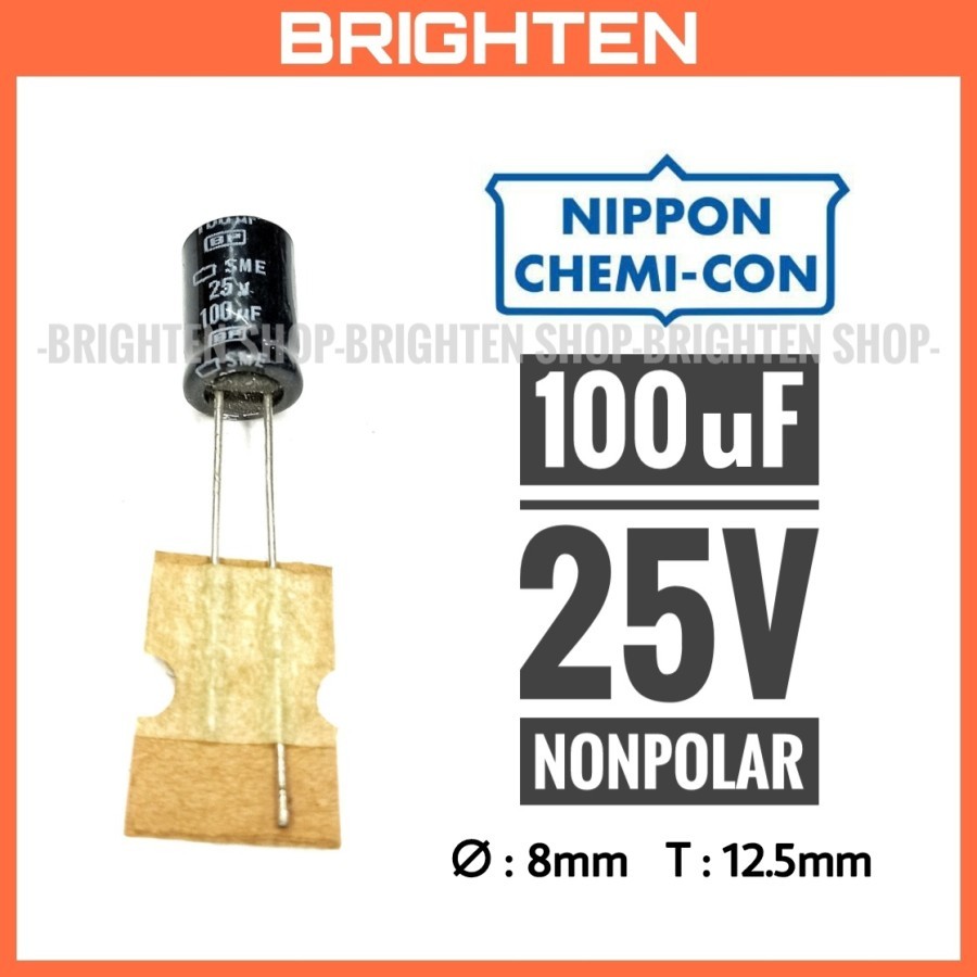 NIPPON CHEMICON 100uF 25V Kapasitor Nonpolar Bipolar