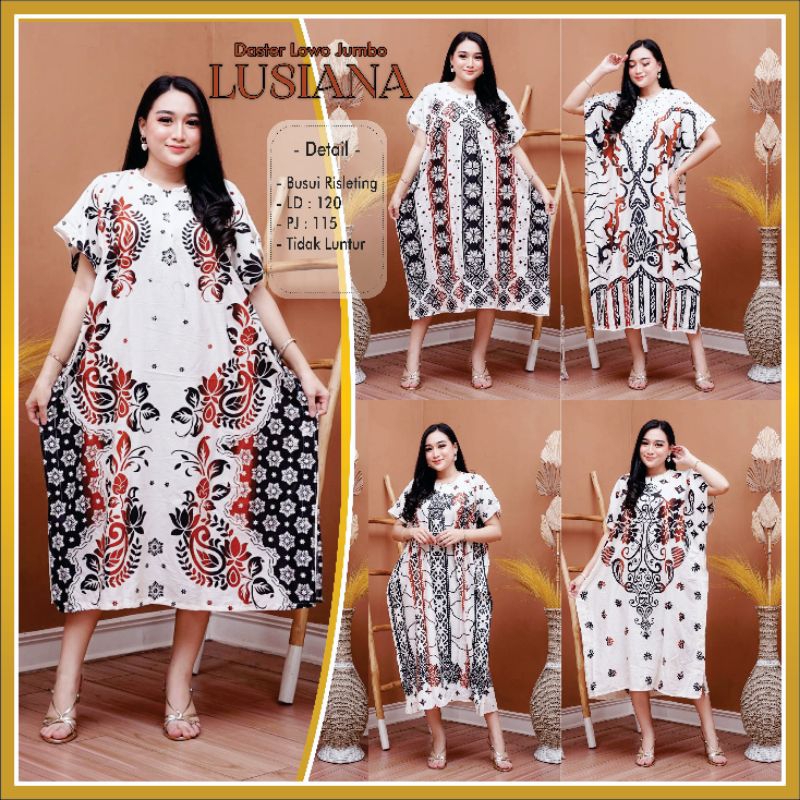 DASTER LOWO Lusiana COKLAT SOGAN HITAM MERAH JUMBO MURAH,BUMIL,ADEM,GROSIR BATIK DASTER