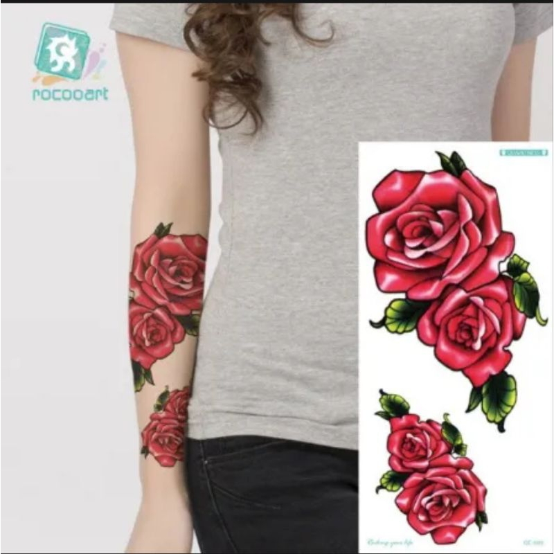 Tato Temporer Tattoo Temporary Setengah Lengan Tangan Tahan Air Anti Air Sementara Tahan Lama Seri Q