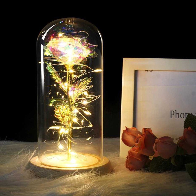 Bunga mawar led beauty and the beast enchanted rose