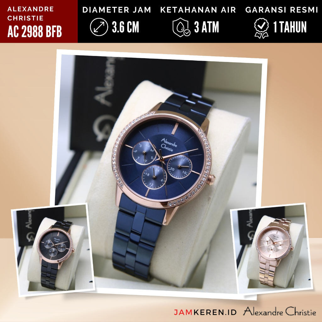 Jam Tangan Wanita Cewek Alexandre Christie 2988 AC2988 AC 2988 BF Original