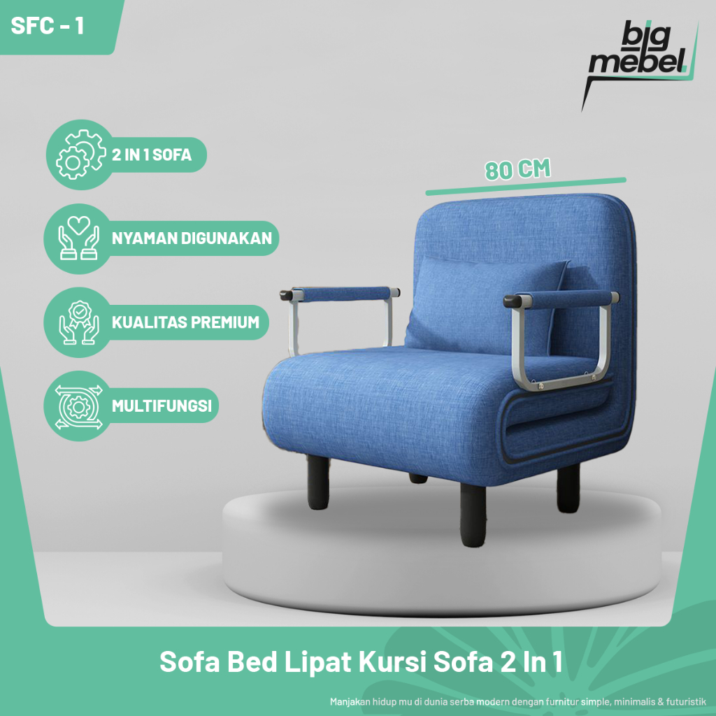 BIG MEBEL Sofa Bed Lipat Kursi Sofa 2 In 1 Ukuran 80cm Sofabed Multifungsi Kursi Sofa Minimalis Kasu