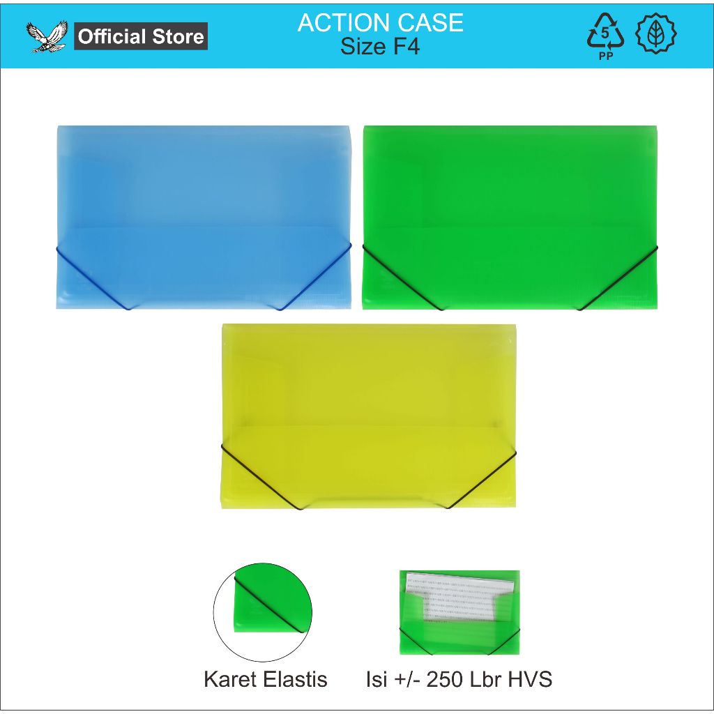 

EAGLE Carry File Banded Neon Color F4 (Folio) / Map Dokumen Tali Karet Elastis / Action Case E 301