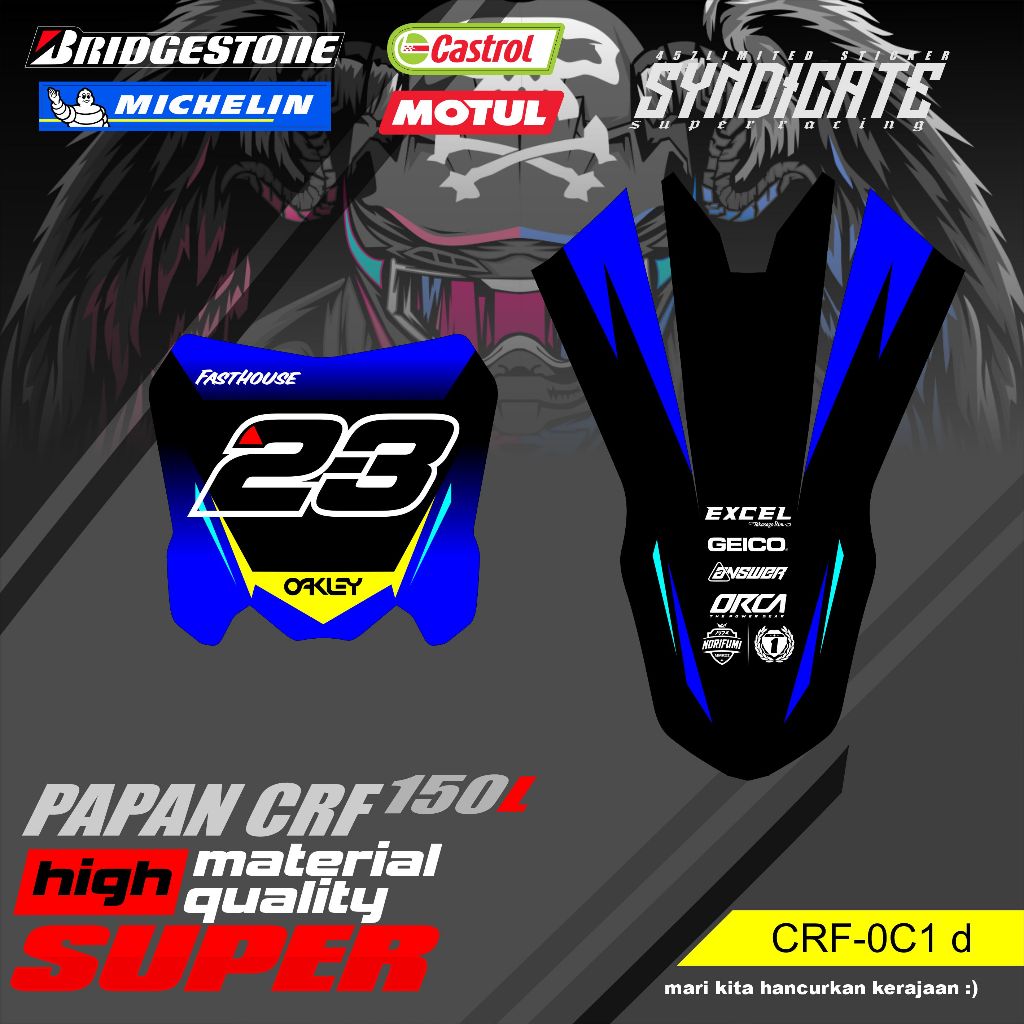 DECAL PAPAN DAN SPAKBOR CRF 150L STICKER PAPAN NOMOR DAN SPAKBOR DEPAN CRF 150L