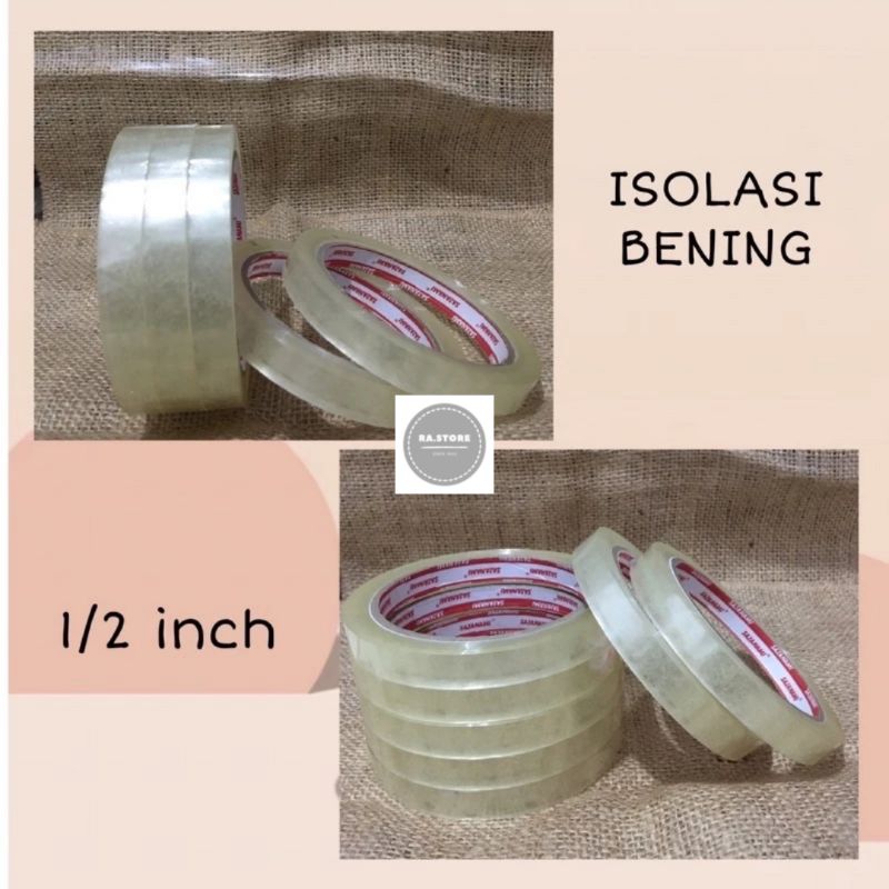 

ISOLASI BENING 1/2 INCH X 72 YARD SAZANAMI SELOTIP ISOLASI LAKBAN TAPE