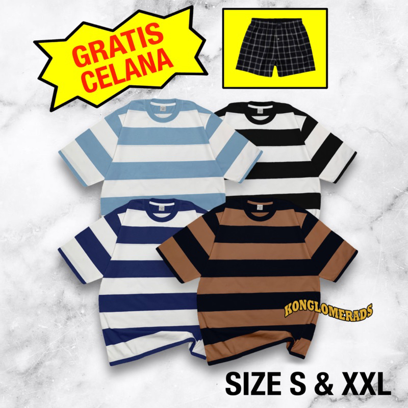 [Volume 2] Size S & XXL KONGLOMERADS Kaos Salur / Stripe Oversize Biggest Cotton Combed 24s  Origina