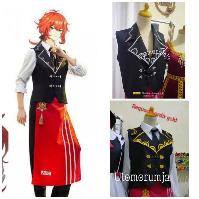 utomorumja kostum cosplay diluc genshin impact