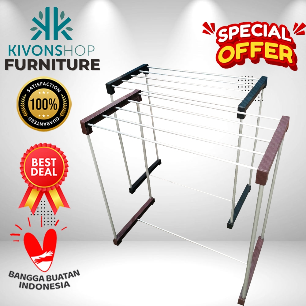 (COD) PROMO JEMURAN RAK HANDUK PLASTIK ALUMINIUM / ALUMUNIUM / BAJU / PAKAIAN