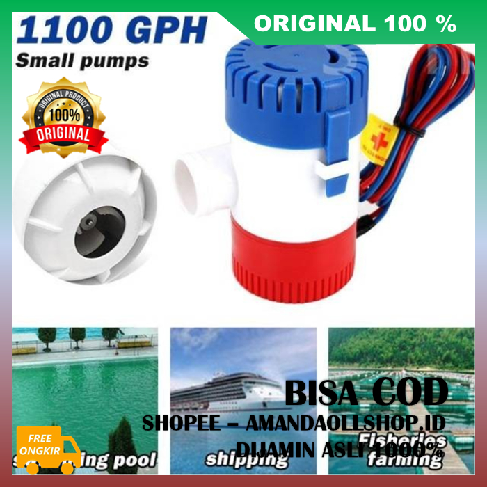 Jet Water Pump Pompa Air Celup Bilge Pump 1100GPH DC 12V Submersible Pump Mini 100% ASLI