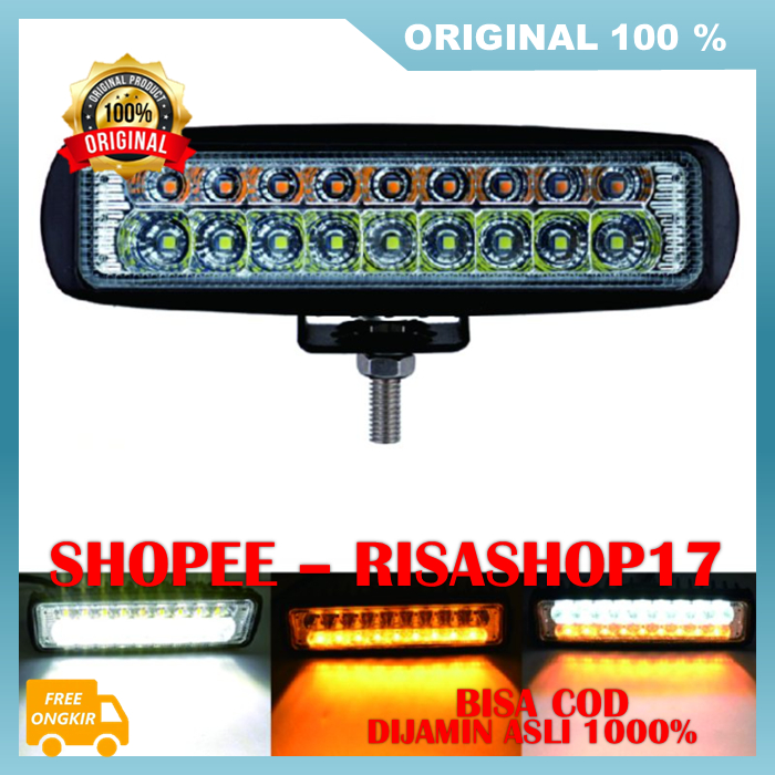 Spotlight 18 Mata LED 3 Warna Universal Lampu Tembak Motor Mobil Universal 100% ASLI