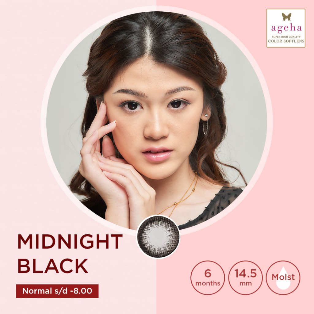 Ageha Softlens Natural Midnight Black - Lensa Kontak Harian Warna Hitam Premium